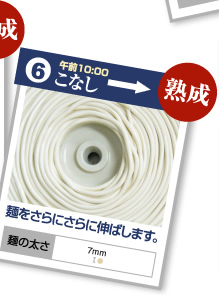 午前10:00/こなし→熟成　麺をさらにさらに伸ばします。